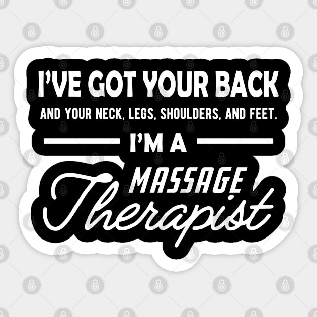 Massage Therapist - I've got your back Sticker by KC Happy Shop